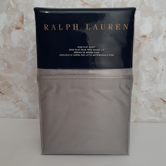 Ralph Lauren Bedford Jacquard King Flat Sheet Gray Dawn